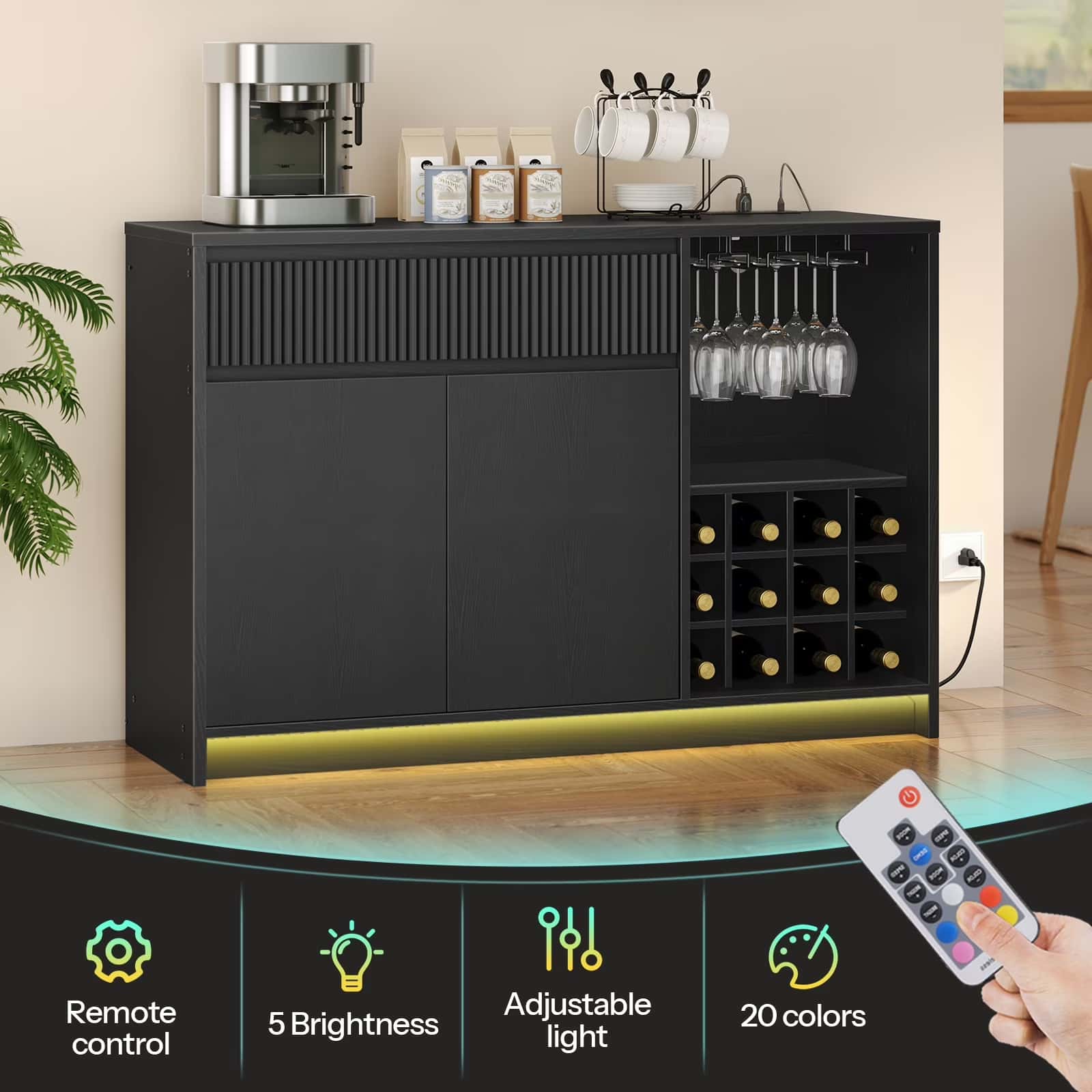 hoobro-beverage-counters-meuble-bar-noir-led-120-cm image 6