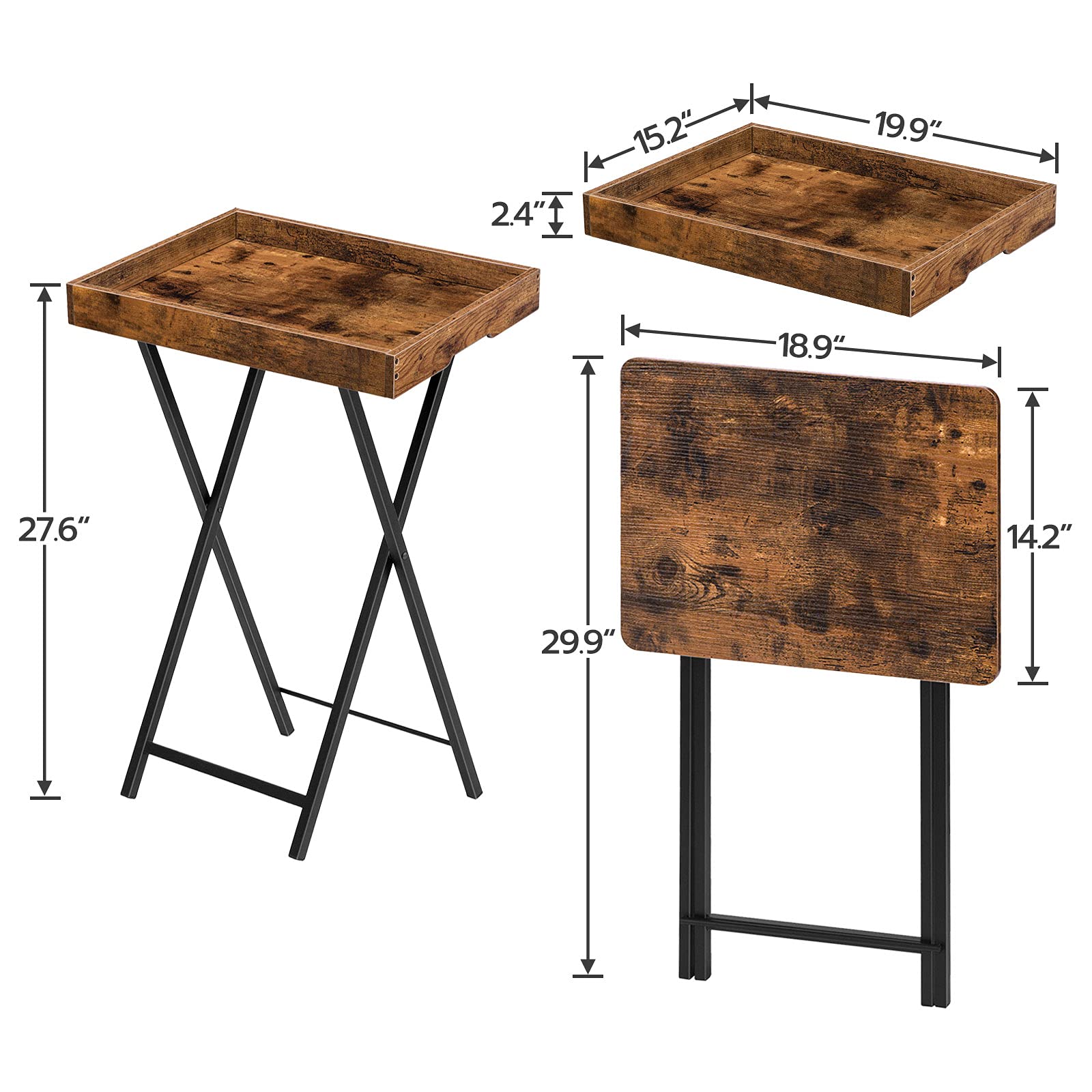 hoobro-tv-tray-tables-table-d-appoint-marron-plateau-amovible image 3