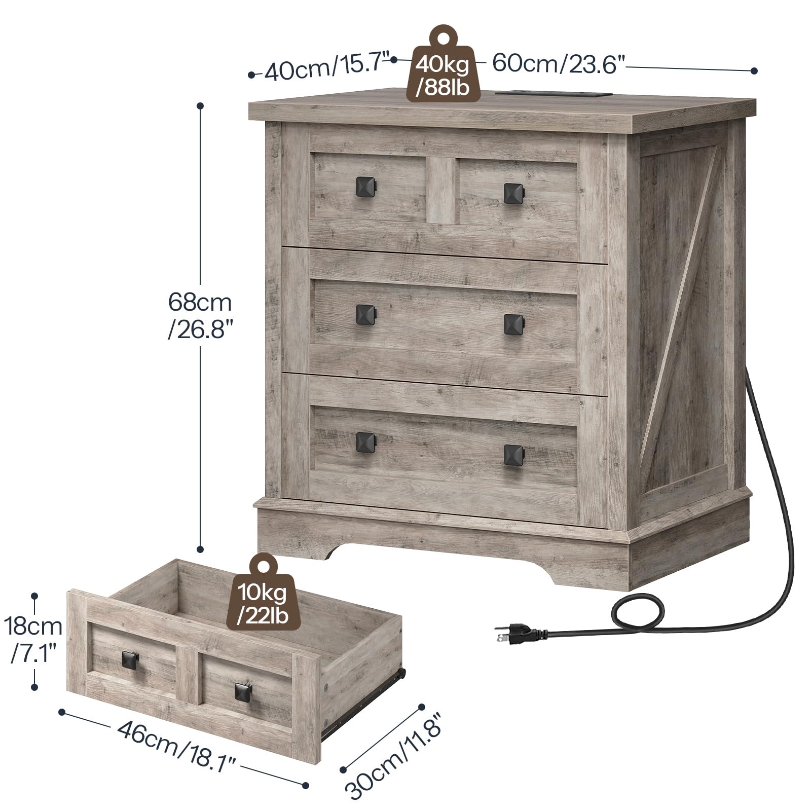 hoobro-nightstands-table-de-chevet-greige-3-tiroirs-prises image 3