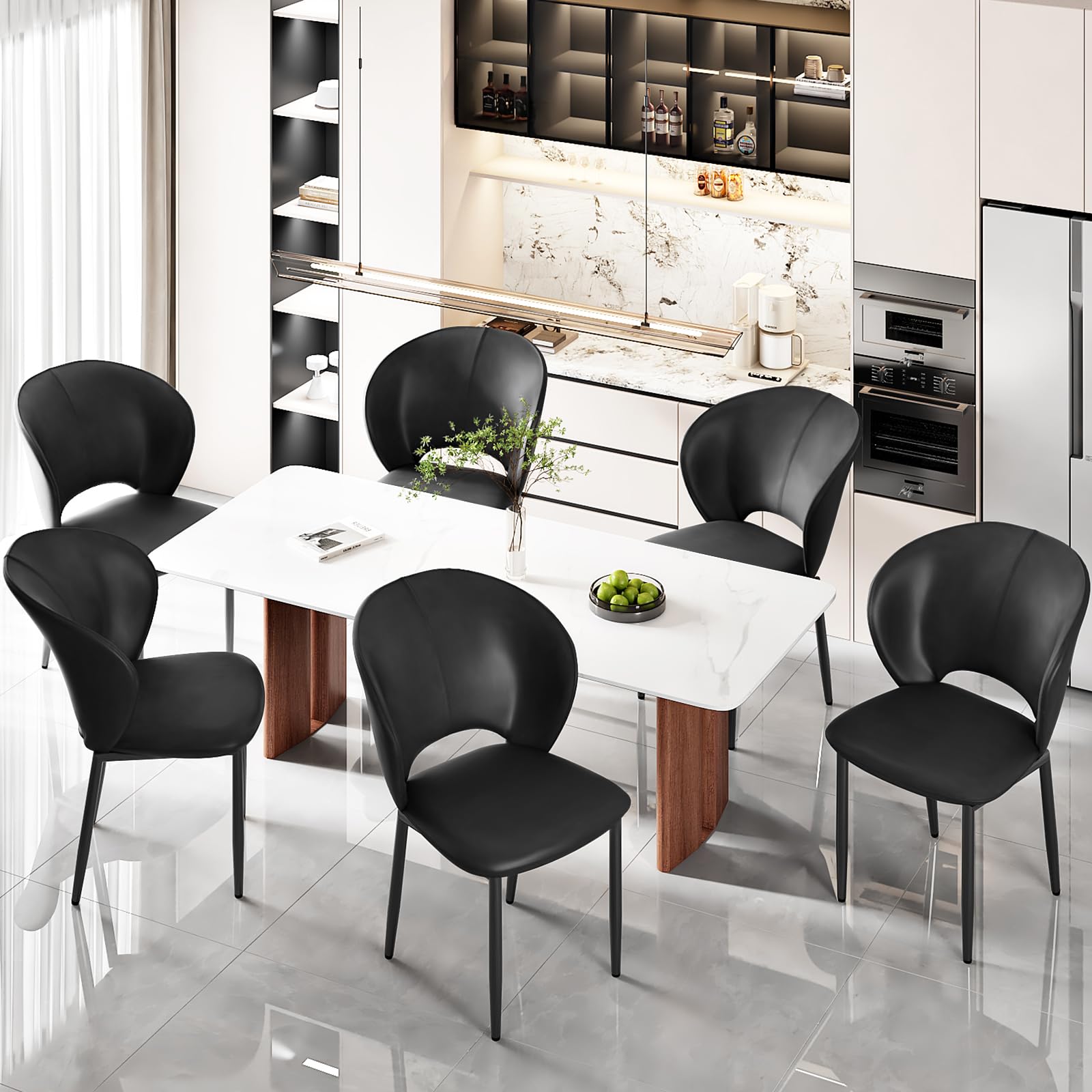 hoobro-chaises-salle-manger-noires-x2-simili-cuir image 5