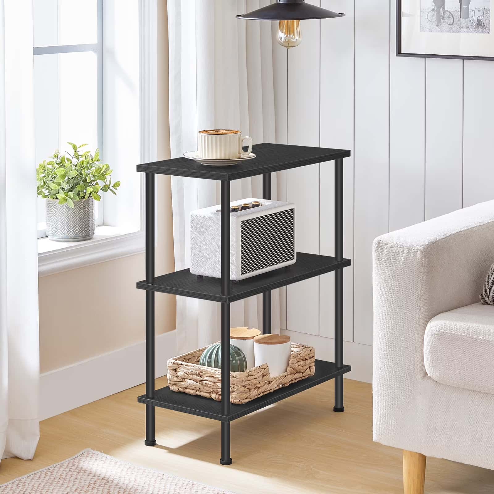hoobro-side-tables-bout-de-canap-3-niveaux-noir-48-cm image 2