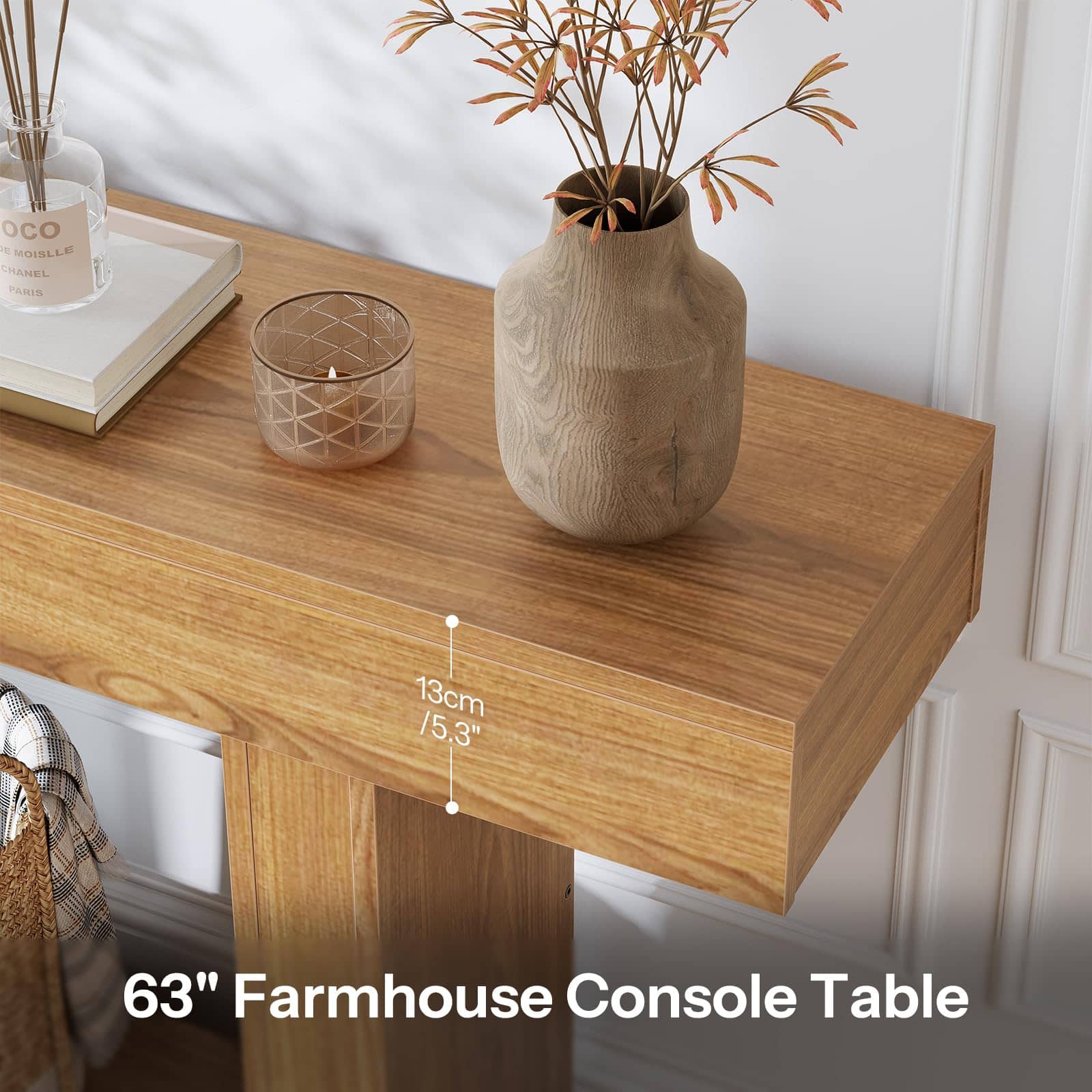 hoobro-table-console-extensible-naturel-47-63-pouces-avec-rangement image 8