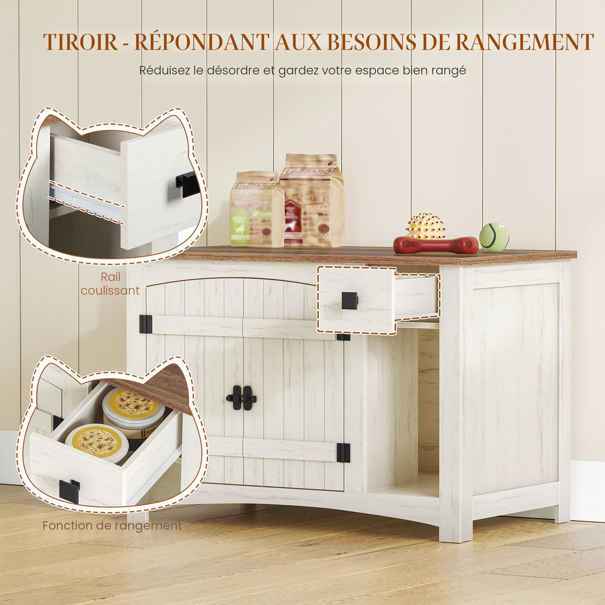 hexcelen-biblioth-ques-meuble-liti-re-chat-marron-blanc-tiroir image 5
