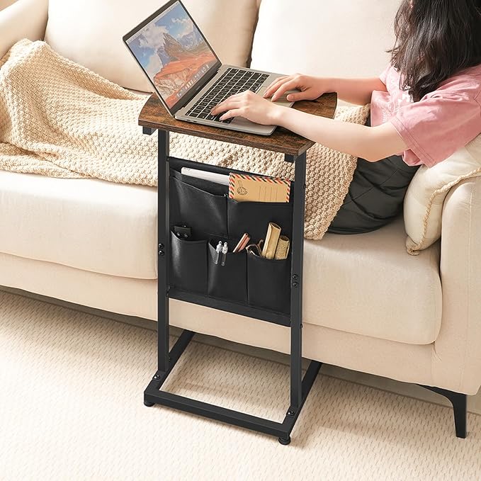 hoobro-side-tables-table-en-c-marron-poche-lot-2 image 2
