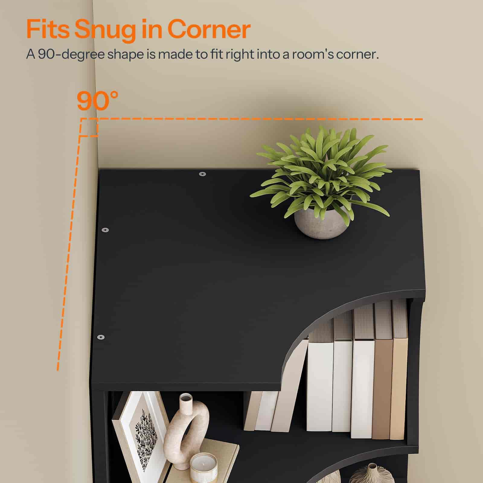 hoobro-bookshelves-biblioth-que-d-angle-noire-180-cm-porte-tiss-e image 7