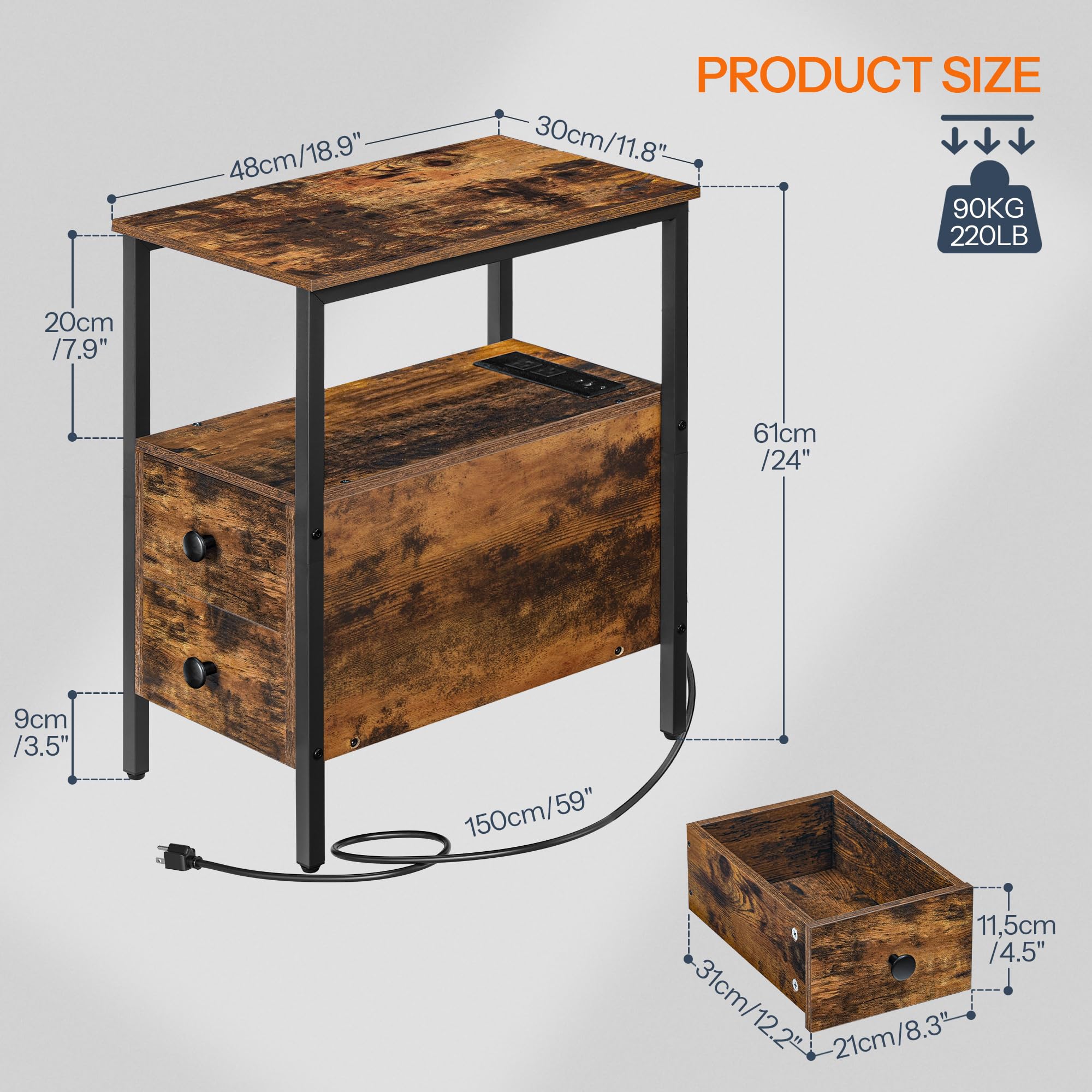 hoobro-side-tables-table-chevet-bf541bz01-prise-marron image 6