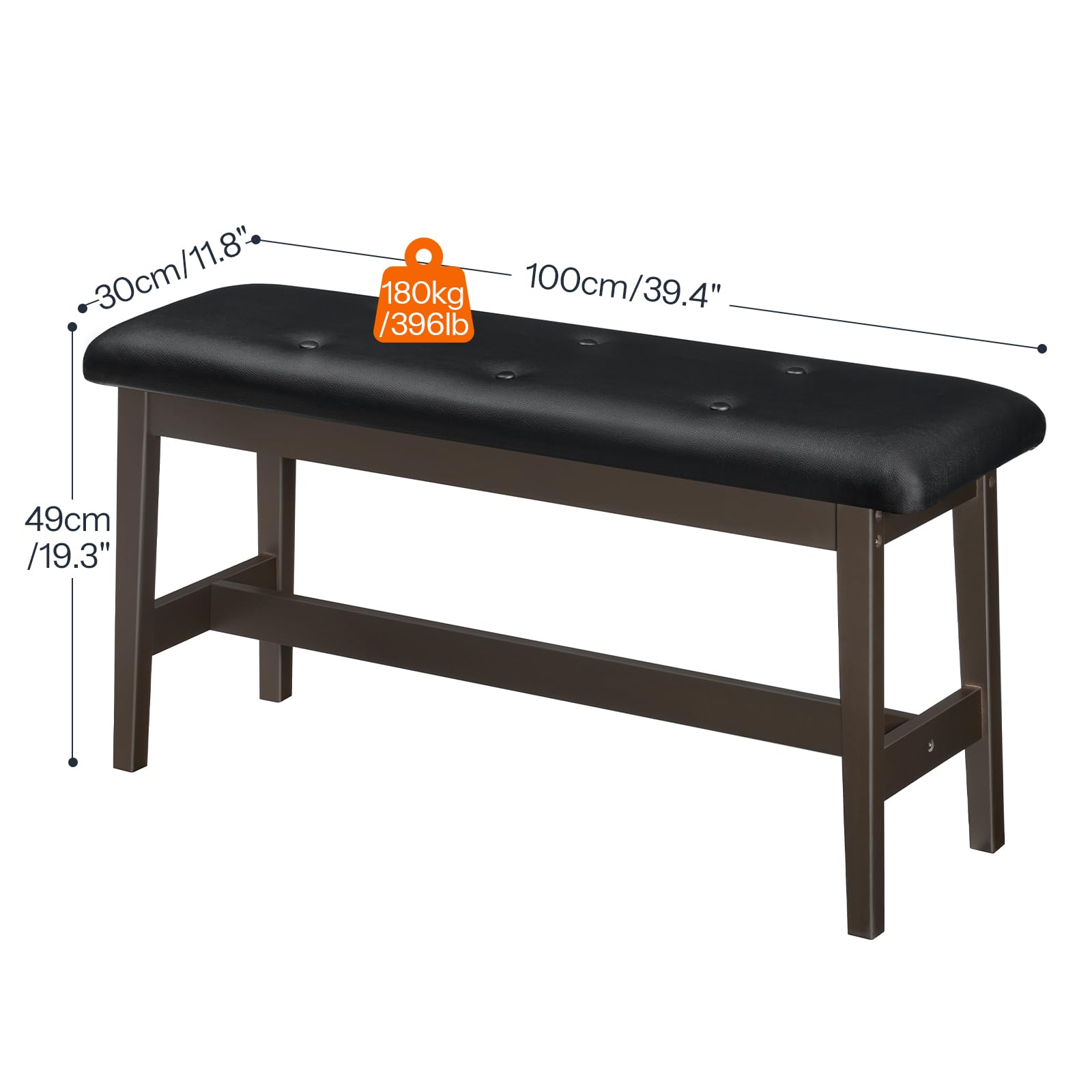 hoobro-banc-de-salle-manger-noir-bambou-cuir-pu-2-places image 3