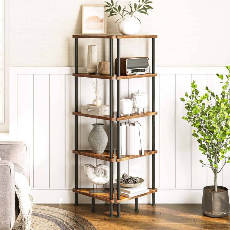 hoobro-bookshelves-5-tier-tag-re-angle-marron image 2