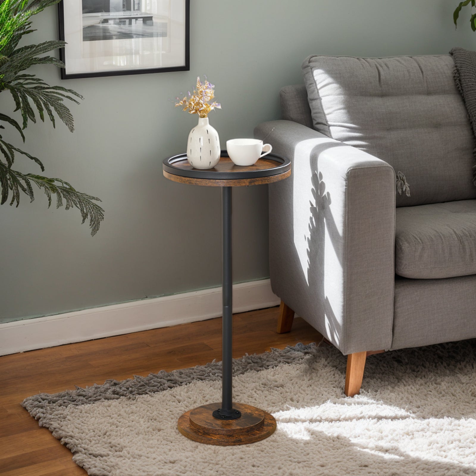 hoobro-side-tables-petite-table-d-appoint-ronde-marron-caf image 5