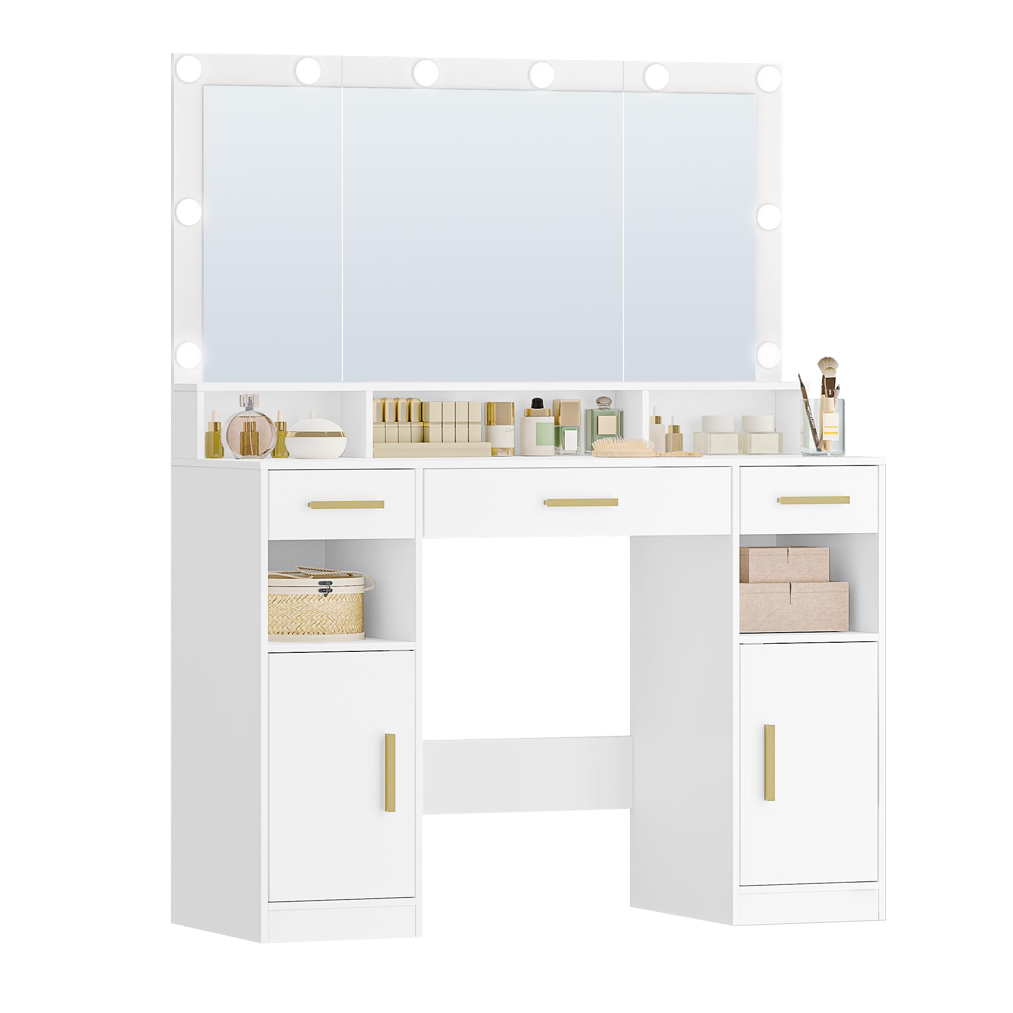 hexcelen-coiffeuse-miroir-led-blanc-40x108x140-cm-3-tiroirs image 8