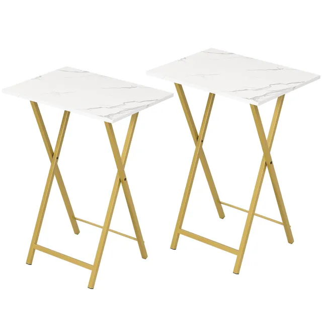 hoobro-tv-tray-tables-table-pliante-marbre-lot-de-2 image 1