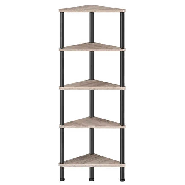 hoobro-bookshelves-5-tier-tag-re-angle-greige-5-niveaux image 1