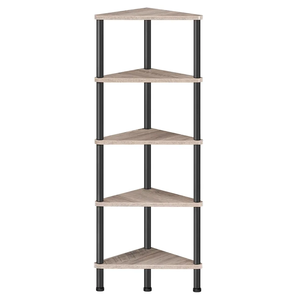 hoobro-bookshelves-5-tier-tag-re-angle-greige-5-niveaux image 1