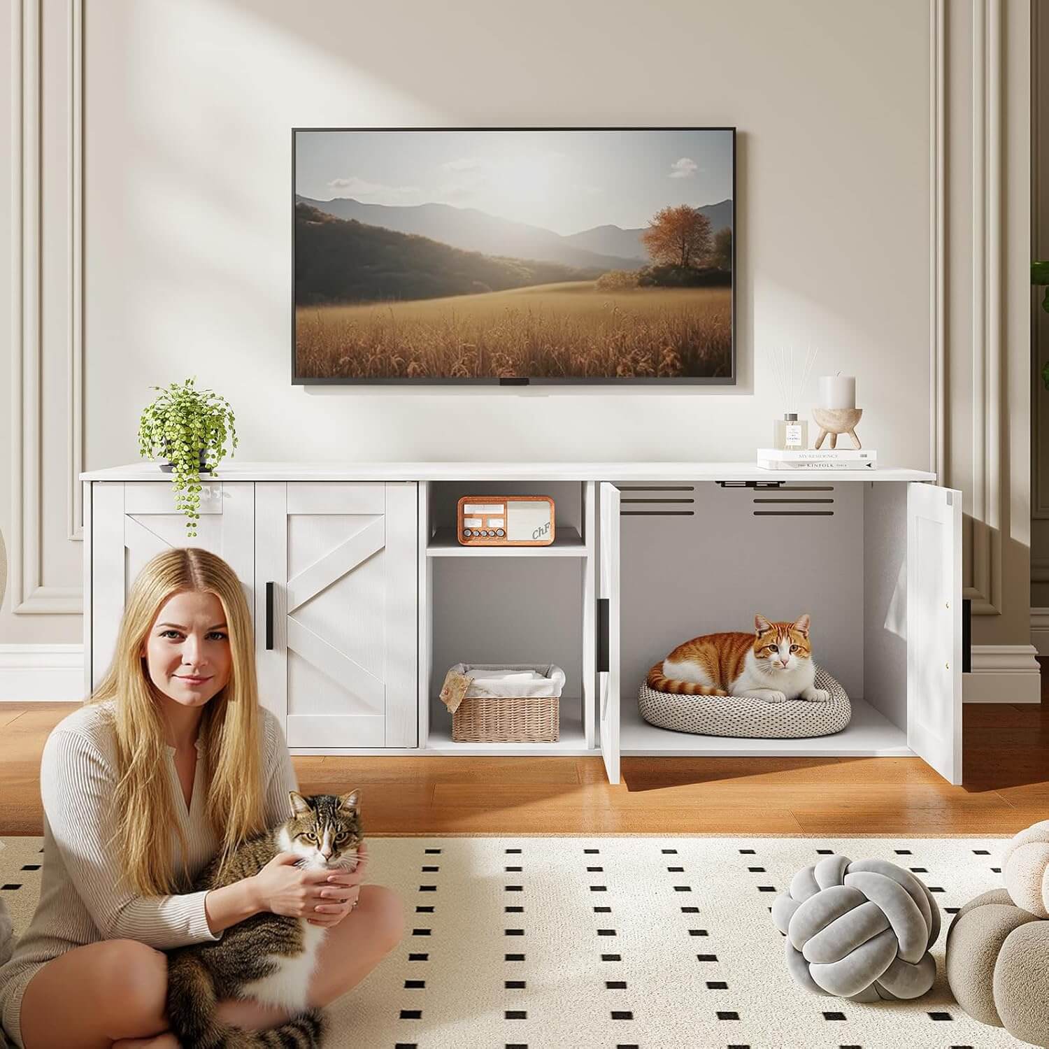 hoobro-pet-furniture-double-meuble-liti-re-blanc-couloir image 4