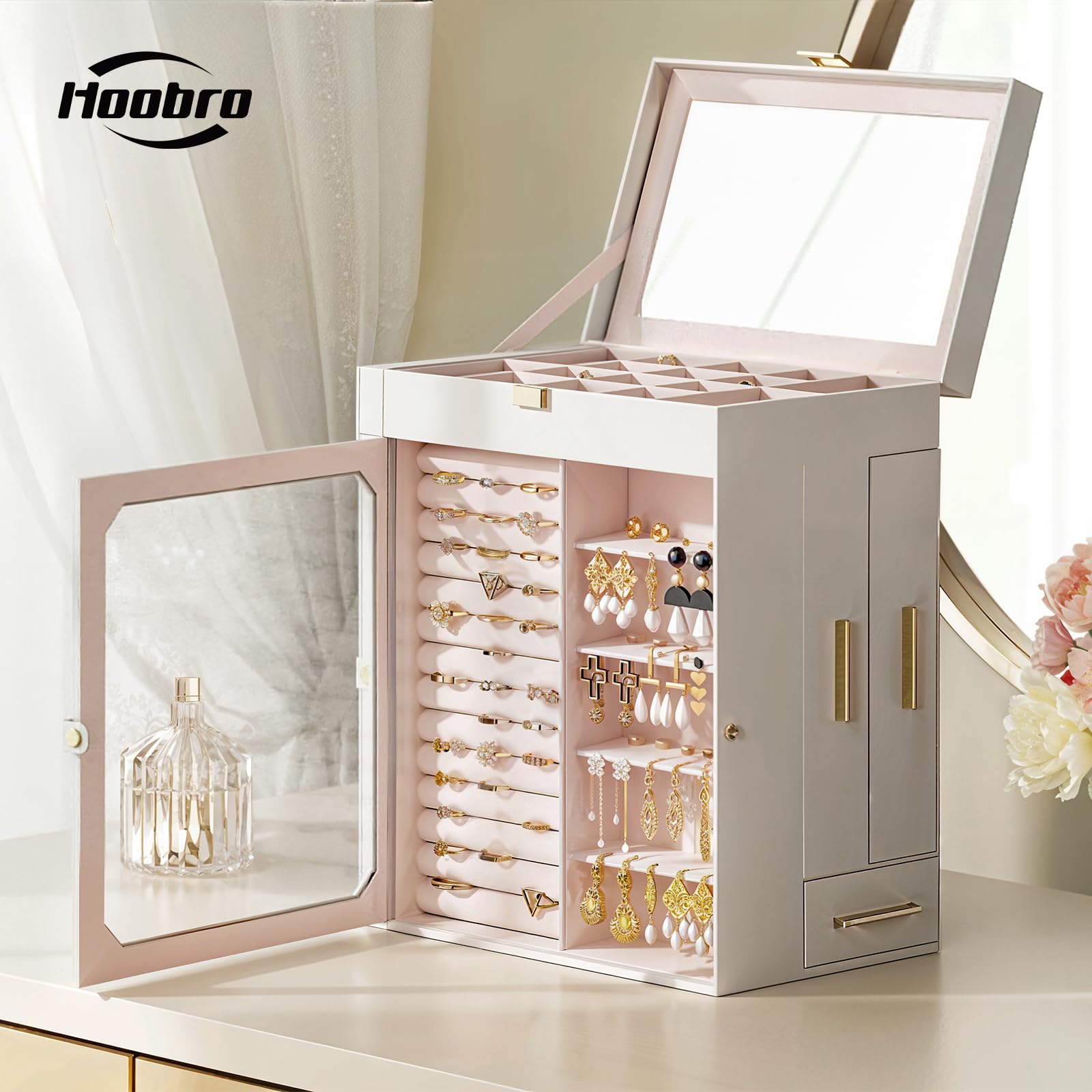 hoobro-jewelry-boxes-bo-te-bijoux-blanche-avec-miroir image 6