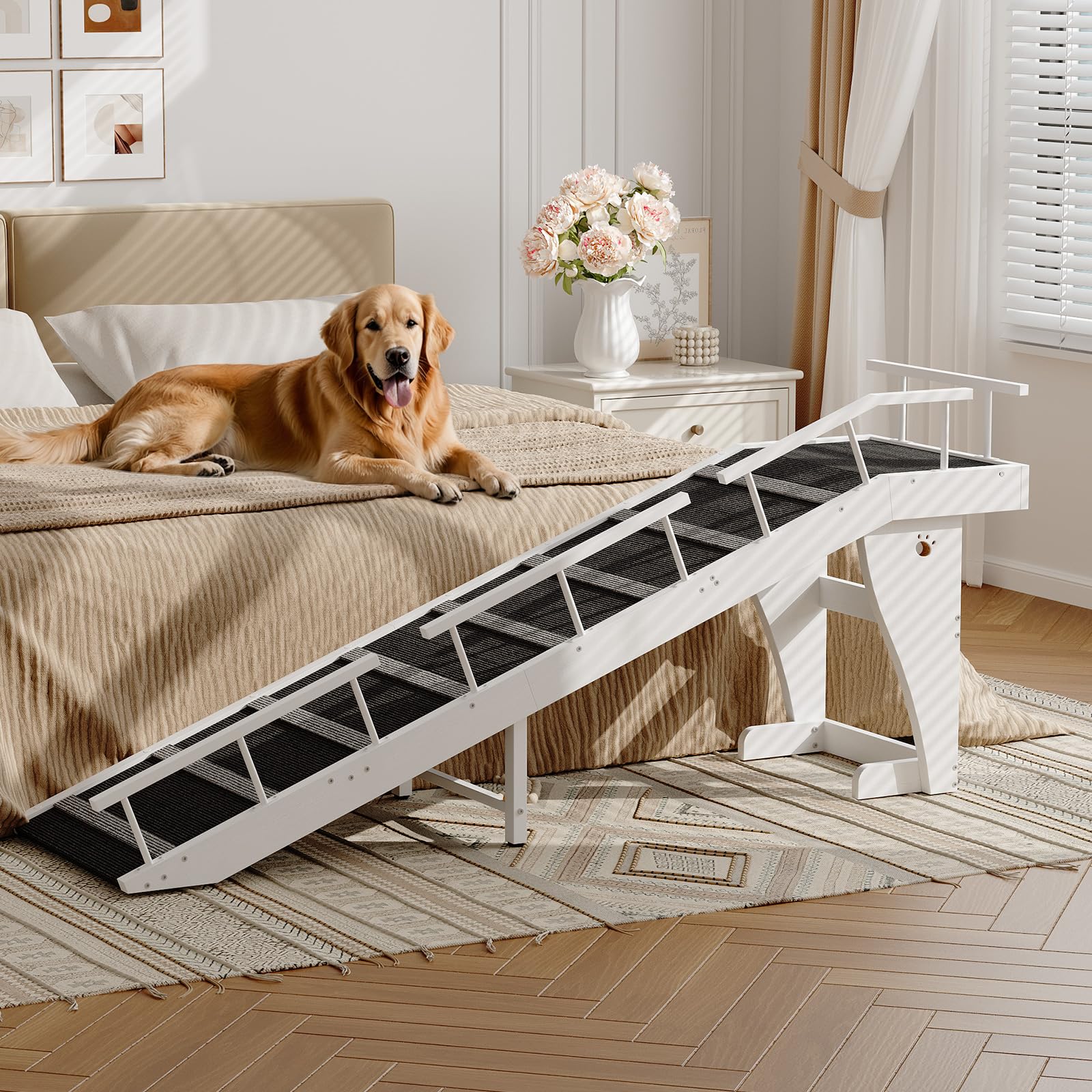 hoobro-pet-furniture-rampe-pour-chien-blanche-antidesliz-180-cm image 5