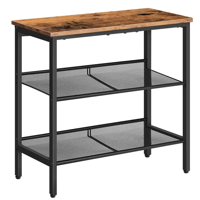 hoobro-bf23bz01g1-table-appoint-marron-3-niveaux image 1