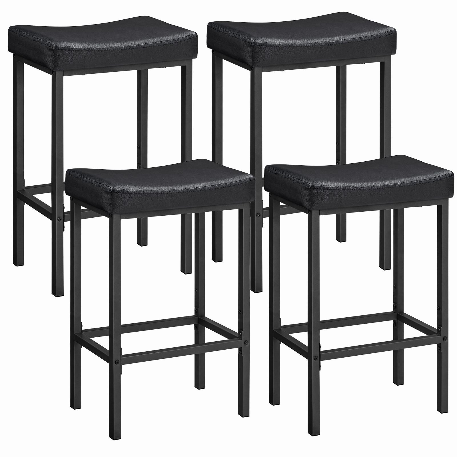 hoobro-lot-4-tabourets-de-bar-noirs-simili-cuir-rembourr-s image 1