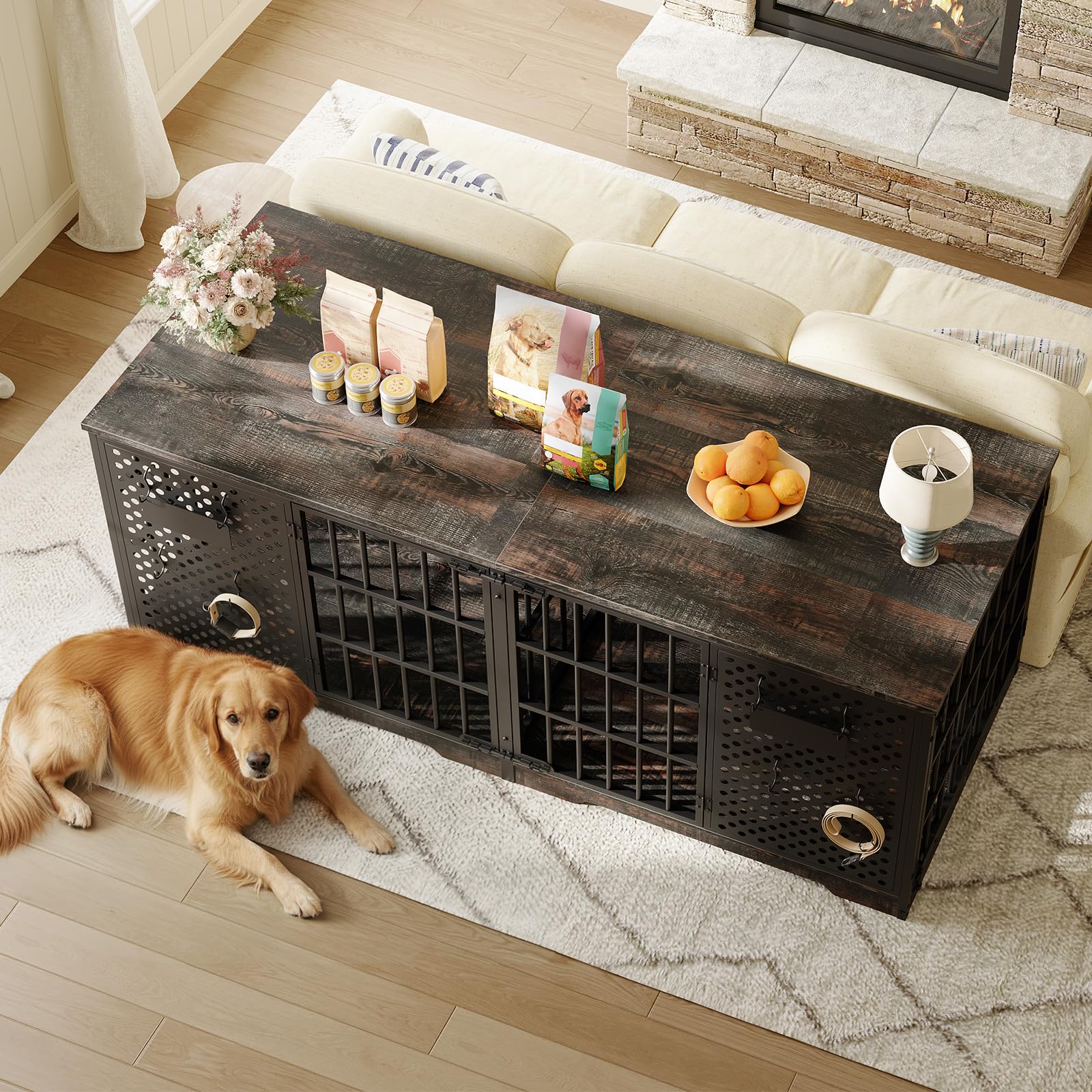 hoobro-pet-furniture-niche-chien-noire-180-cm-meuble-tv image 4