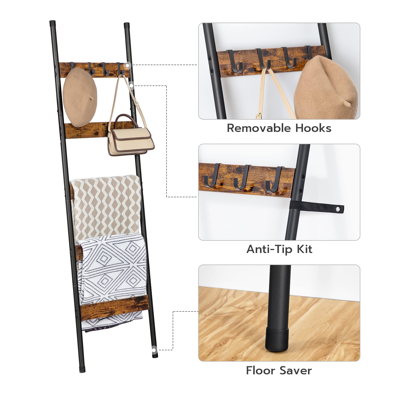 hoobro-chelle-plaid-5-niveaux-marron-160-cm-crochets image 8