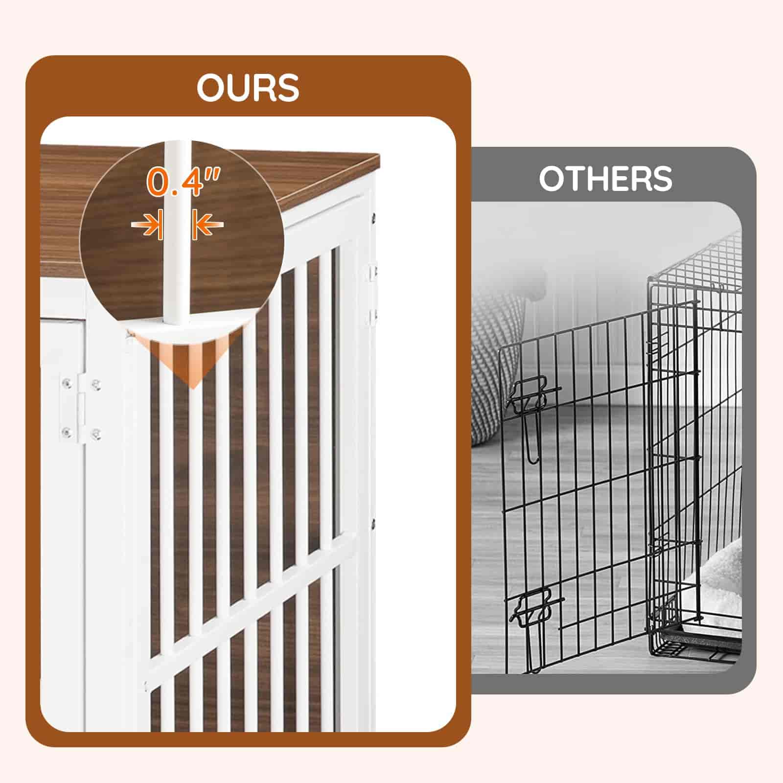 hoobro-cage-chien-bois-blanche-100-cm-3-portes-meuble image 8