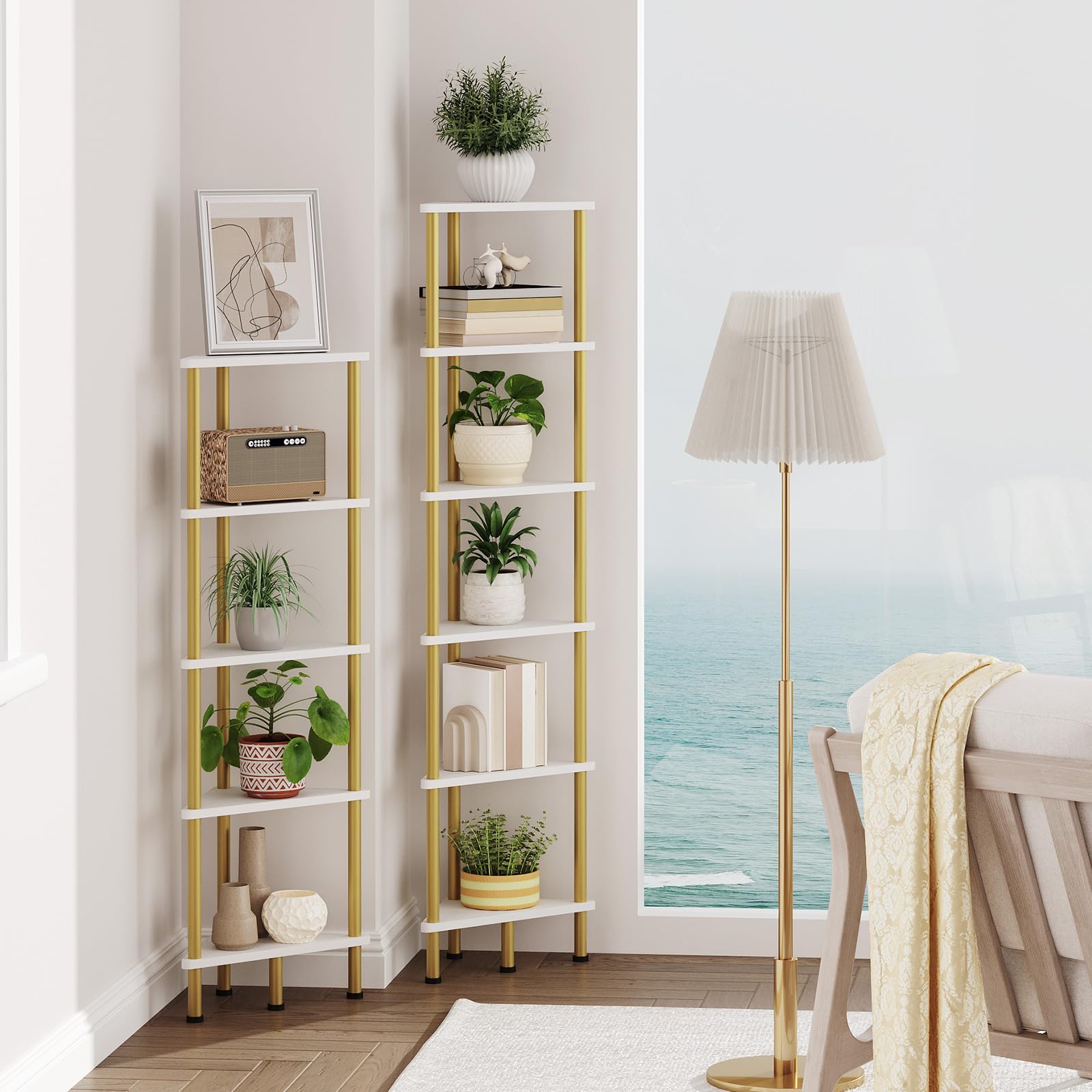 hoobro-bookshelves-dw36cj01-tag-re-angle-6-niveaux-blanc image 8