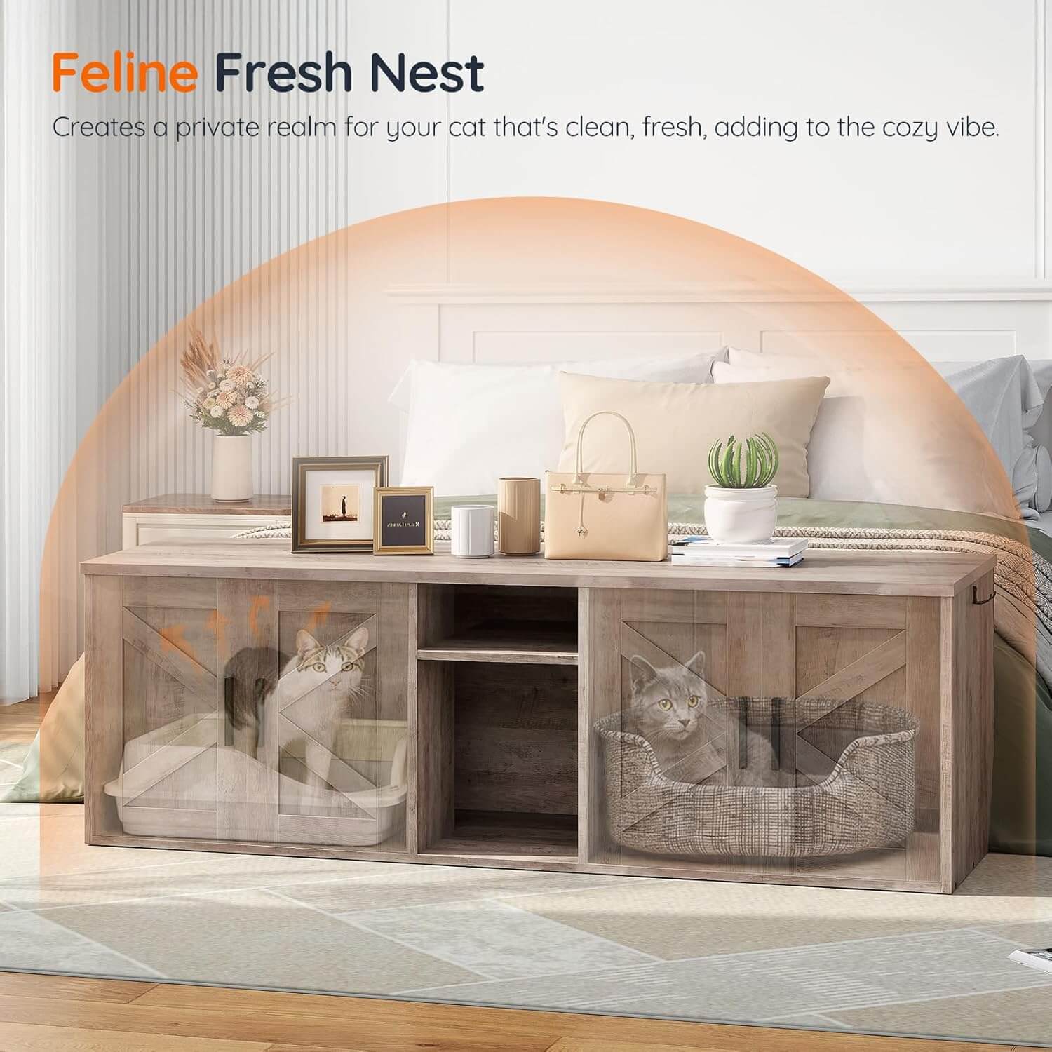 hoobro-pet-furniture-meuble-liti-re-greige-double-2-chats image 8