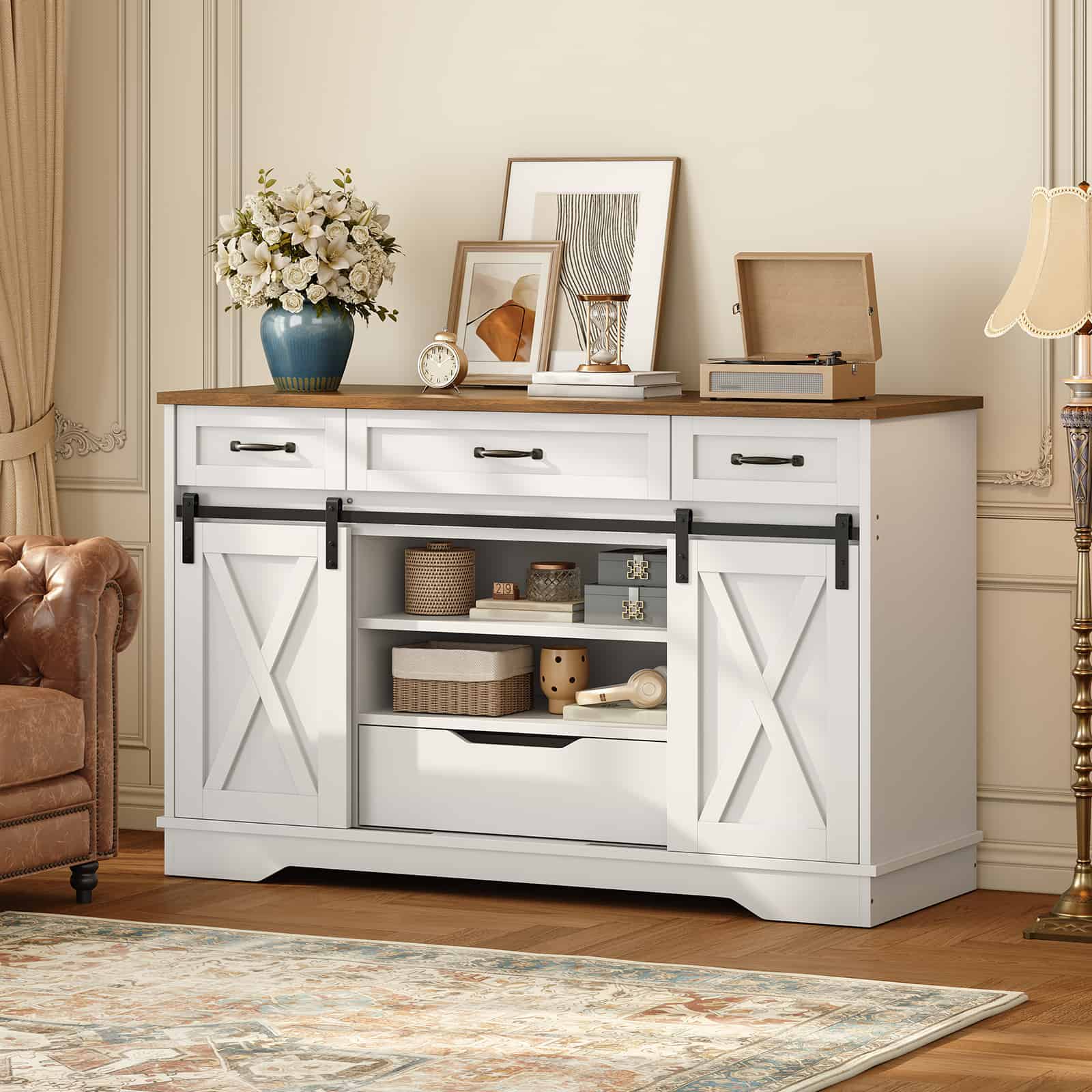 hoobro-dining-room-furniture-buffet-blanc-140-cm-bar-caf image 2