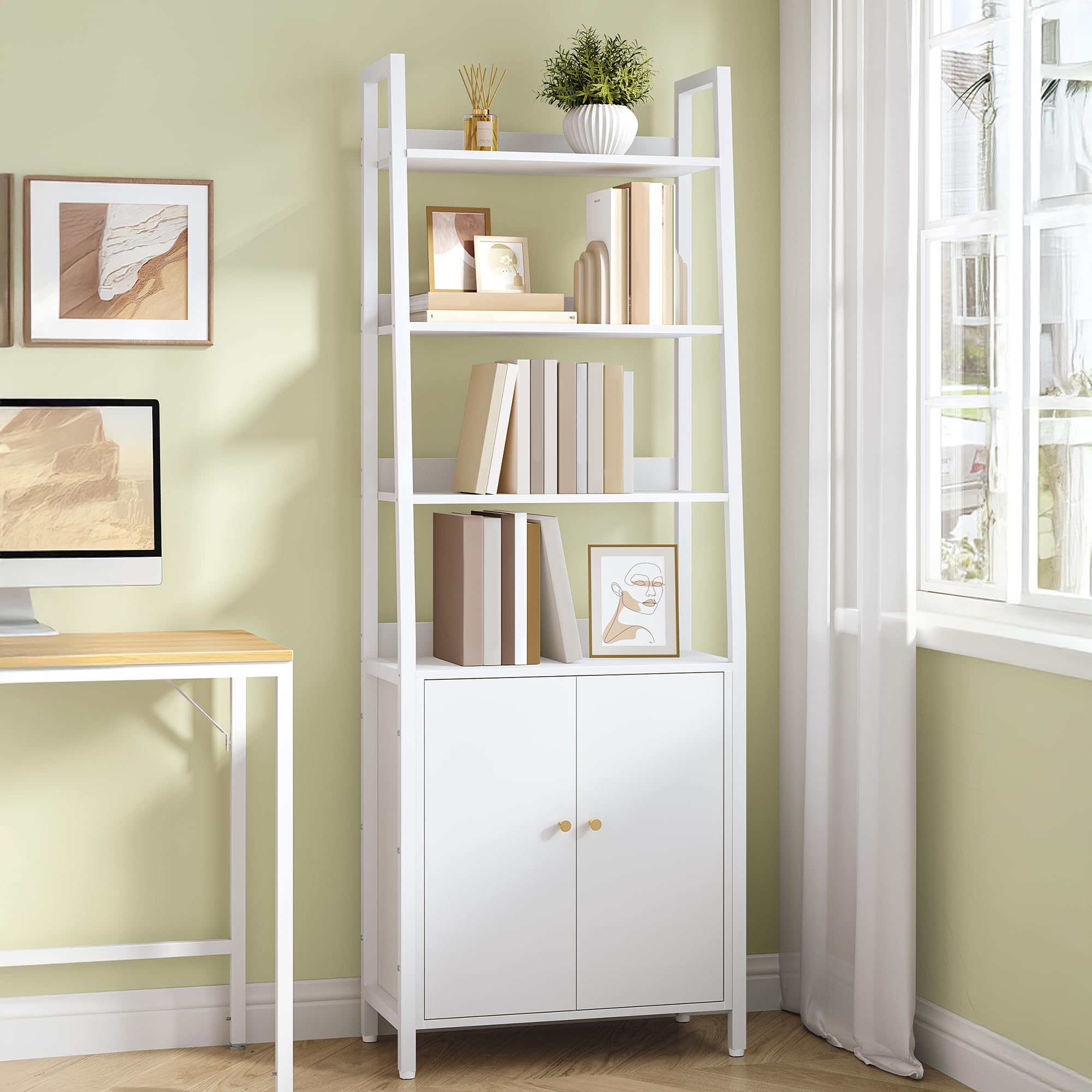 hexcelen-biblioth-que-6-niveaux-portes-tag-re-blanc-170-cm image 1