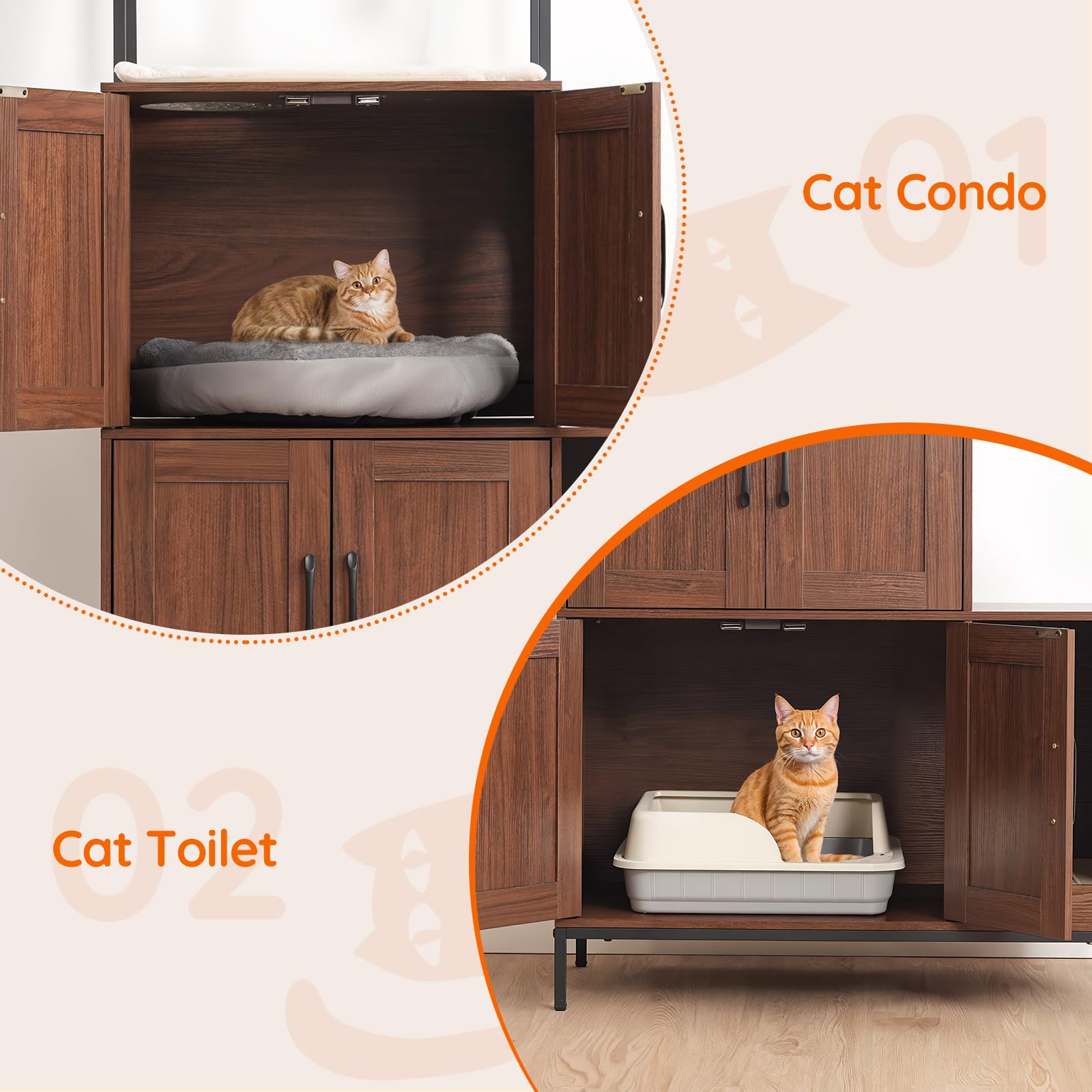 hoobro-pet-furniture-meuble-liti-re-chat-marron-avec-jeux image 7