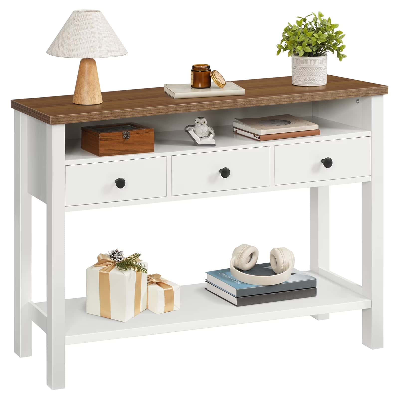 hoobro-console-blanche-115-cm-3-tiroirs image 1