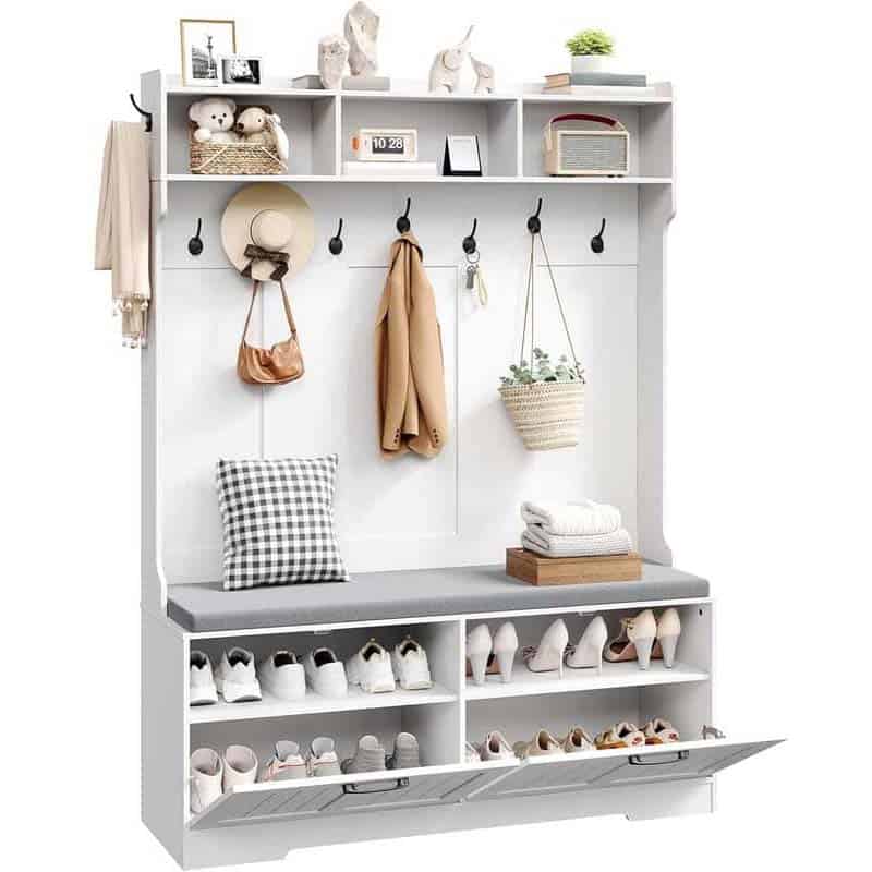 hoobro-meuble-d-entr-e-blanc-120-cm-avec-banc-et-vestiaire image 1