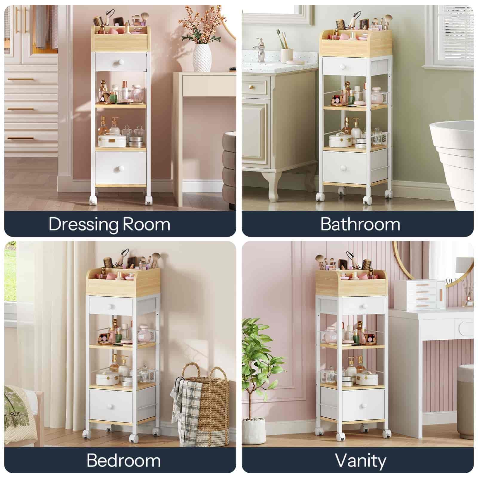 hoobro-rangement-desserte-maquillage-blanche-roulettes image 8