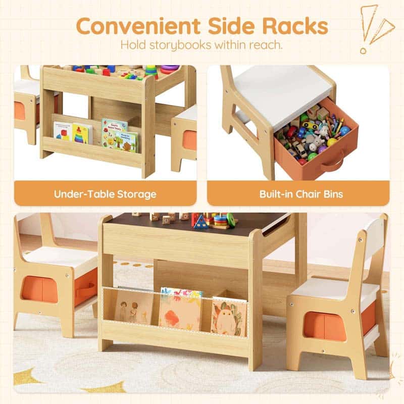 hoobro-table-enfant-4-en-1-blanche-avec-2-chaises image 6