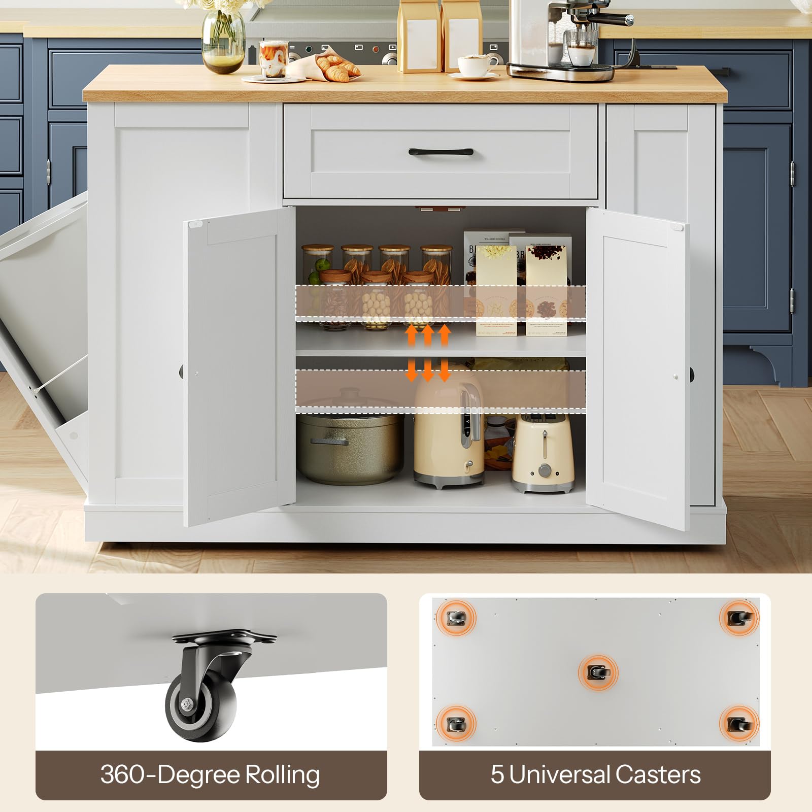 hoobro-kitchen-furniture-lot-cuisine-blanc-roulettes image 8