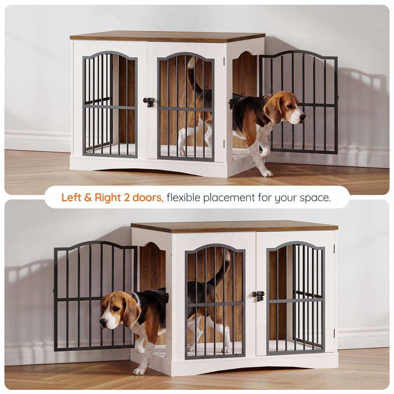 hoobro-cage-chien-meuble-bois-blanc-2-en-1-s-parable image 7