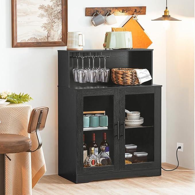 hoobro-beverage-counters-armoire-bar-noire-led-verres image 2