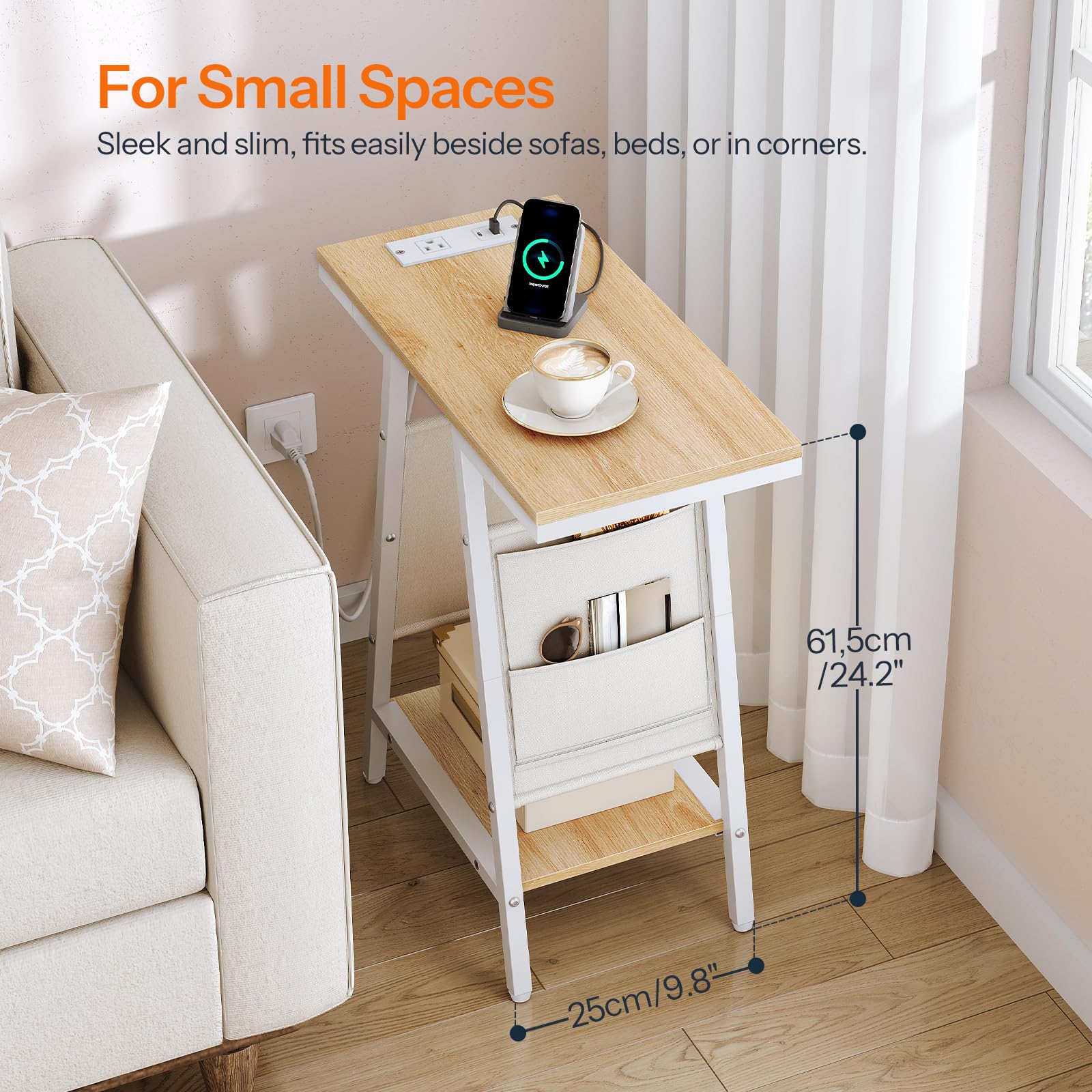 hoobro-wn426ubz01-table-de-chevet-blanche-troite-avec-usb image 5