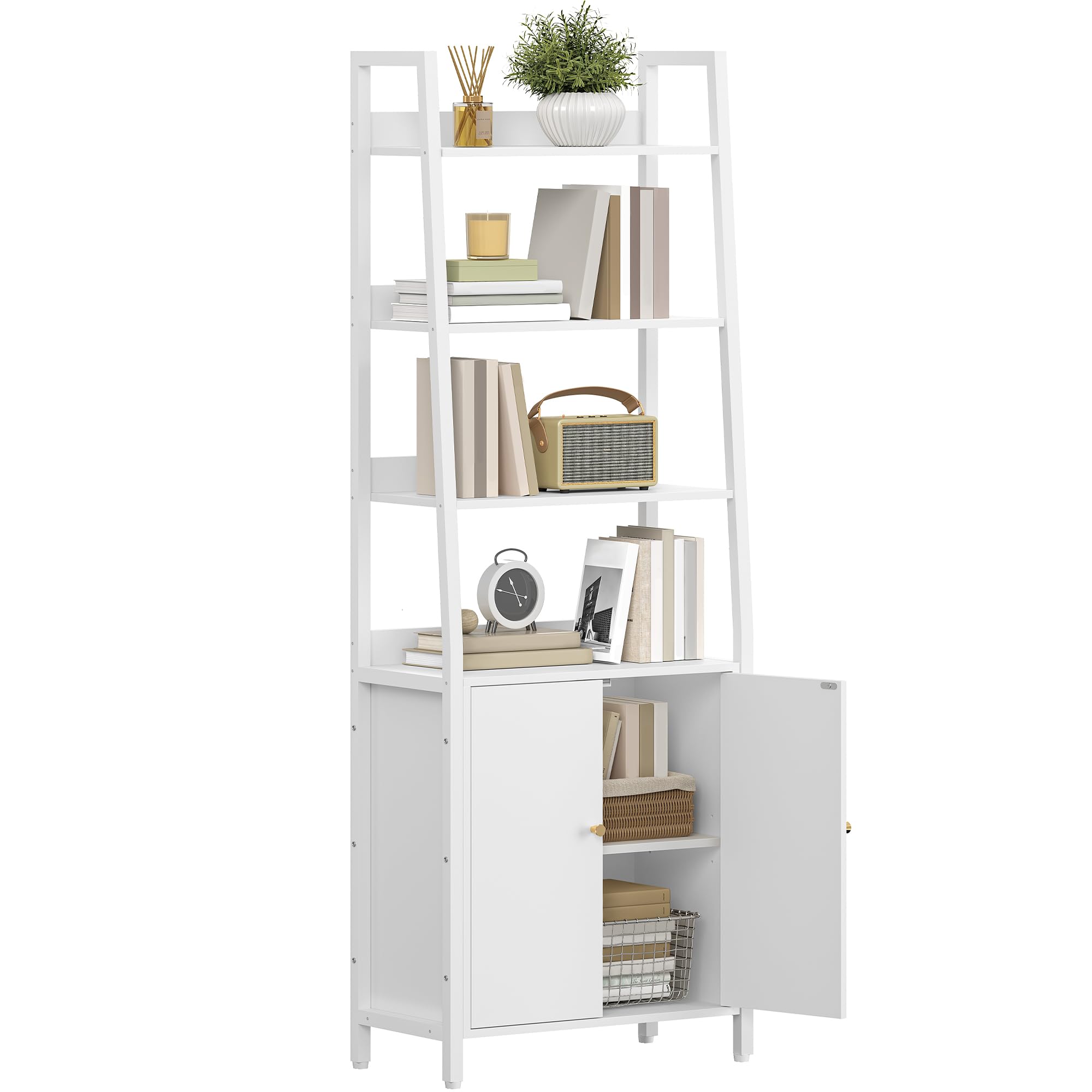 hexcelen-biblioth-que-6-niveaux-portes-tag-re-blanc-170-cm image 8