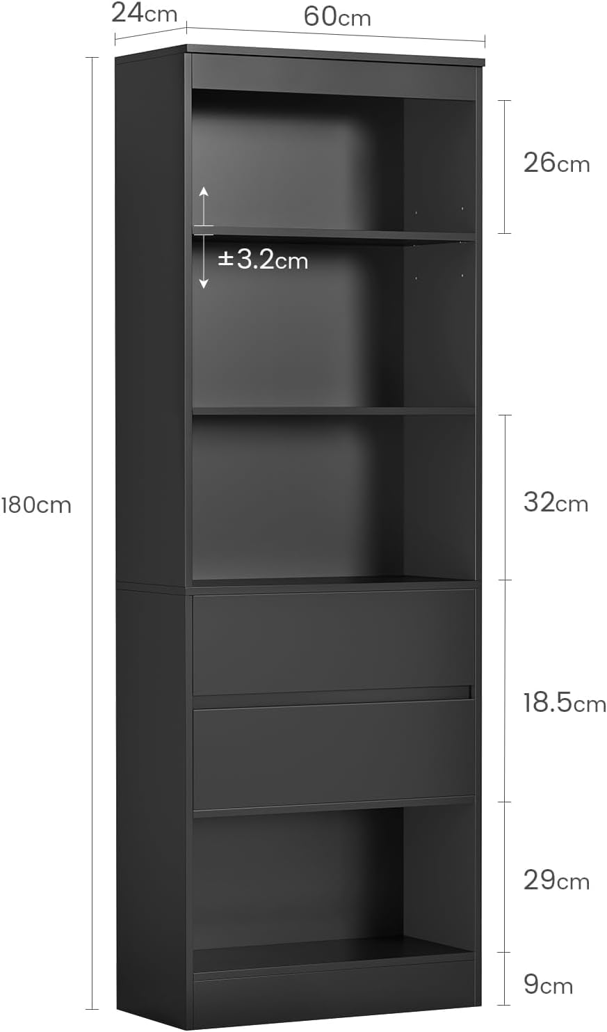 forabamb-commodes-salle-de-bain-armoire-haute-noire-180-cm-tiroirs image 2