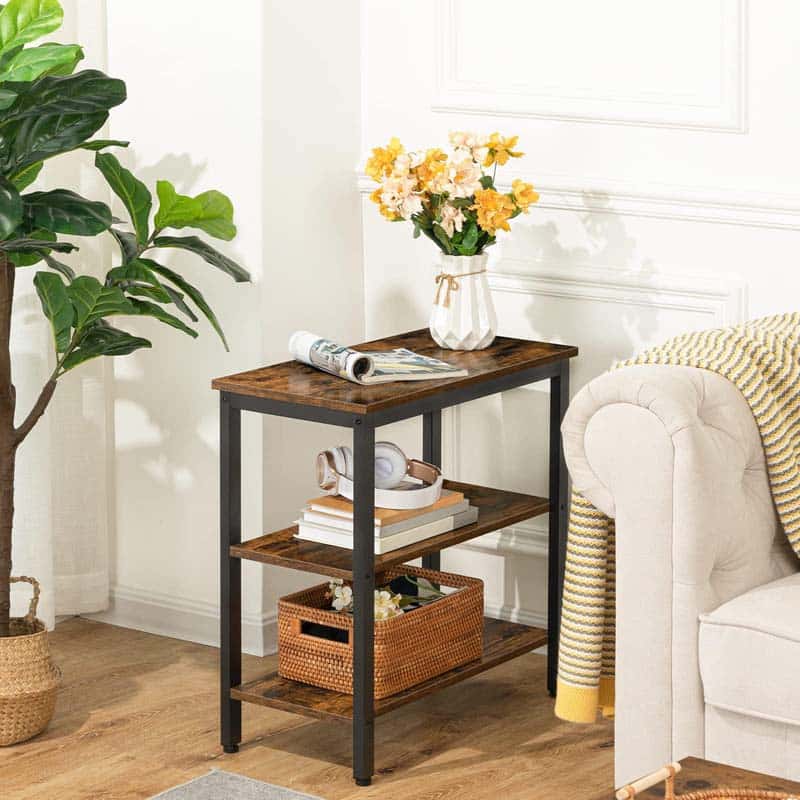 hoobro-side-tables-bout-de-canap-marron-3-tag-res-60-cm image 2