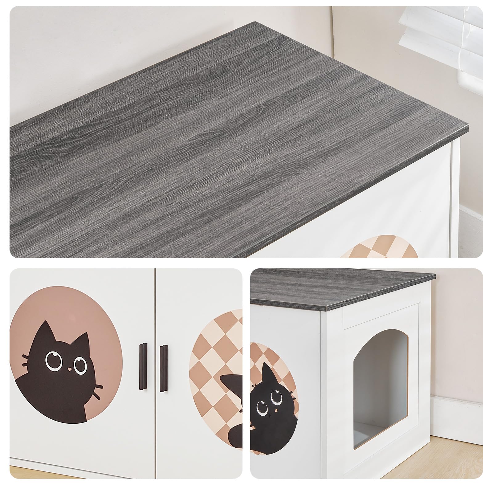 hoobro-meuble-liti-re-chat-blanc-80-cm-motifs-chats image 8