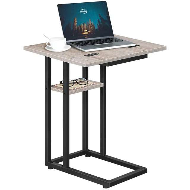 hoobro-side-tables-c-shape-table-d-appoint-greige-pliante-avec-poche image 1