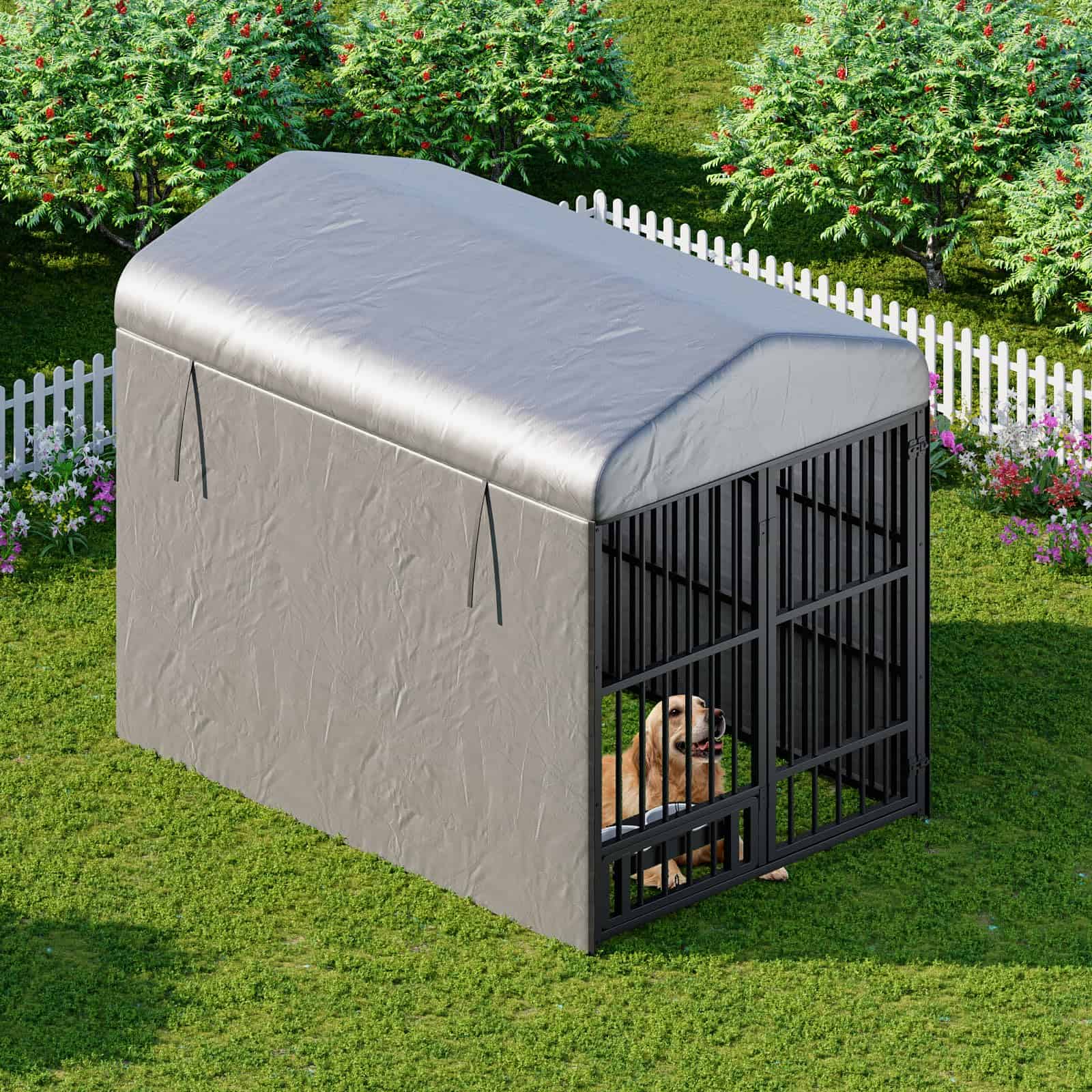 hoobro-pet-furniture-chenil-grand-gris-b-che-gamelles image 4