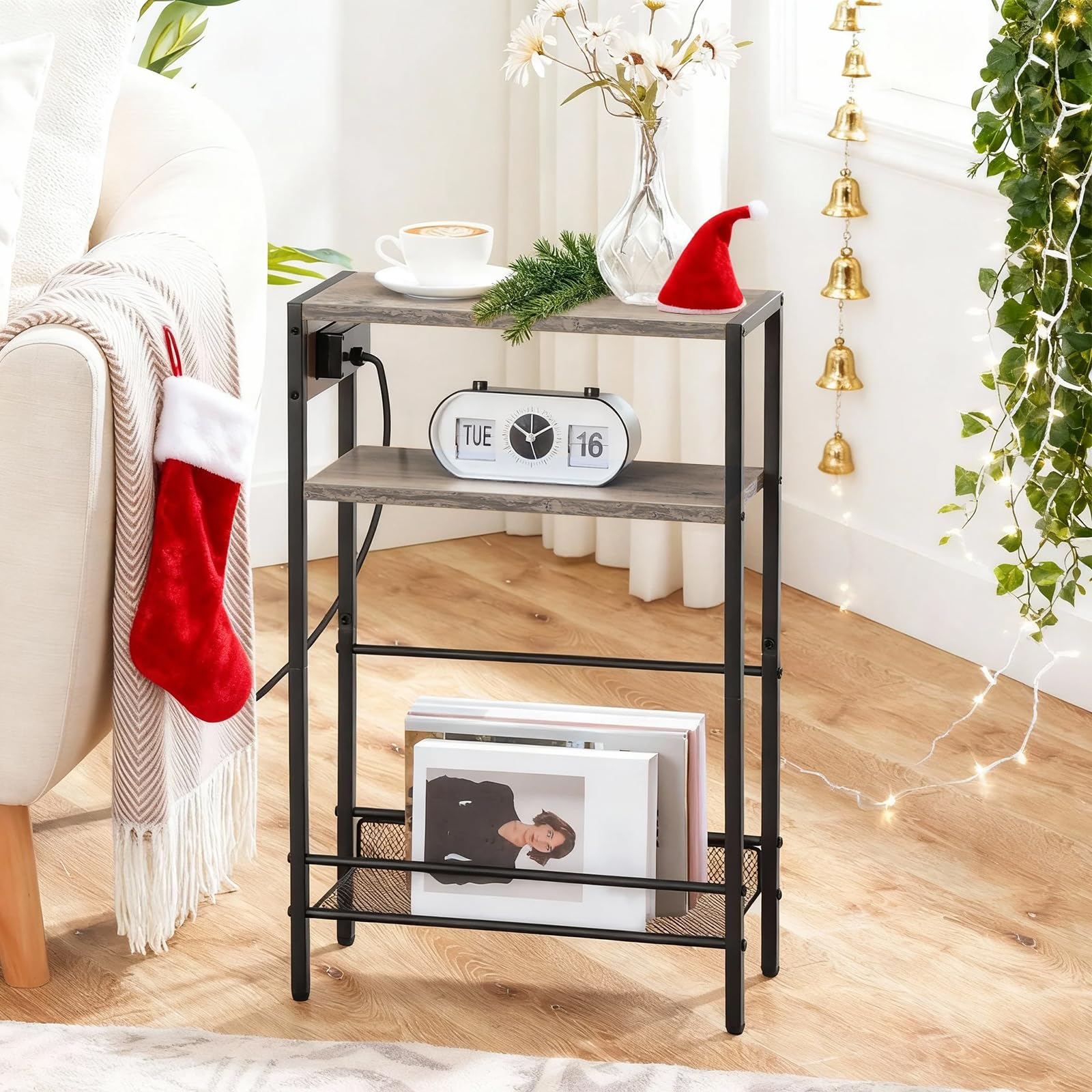 hoobro-side-tables-table-appoint-greige-avec-prise-usb-c-fines image 2