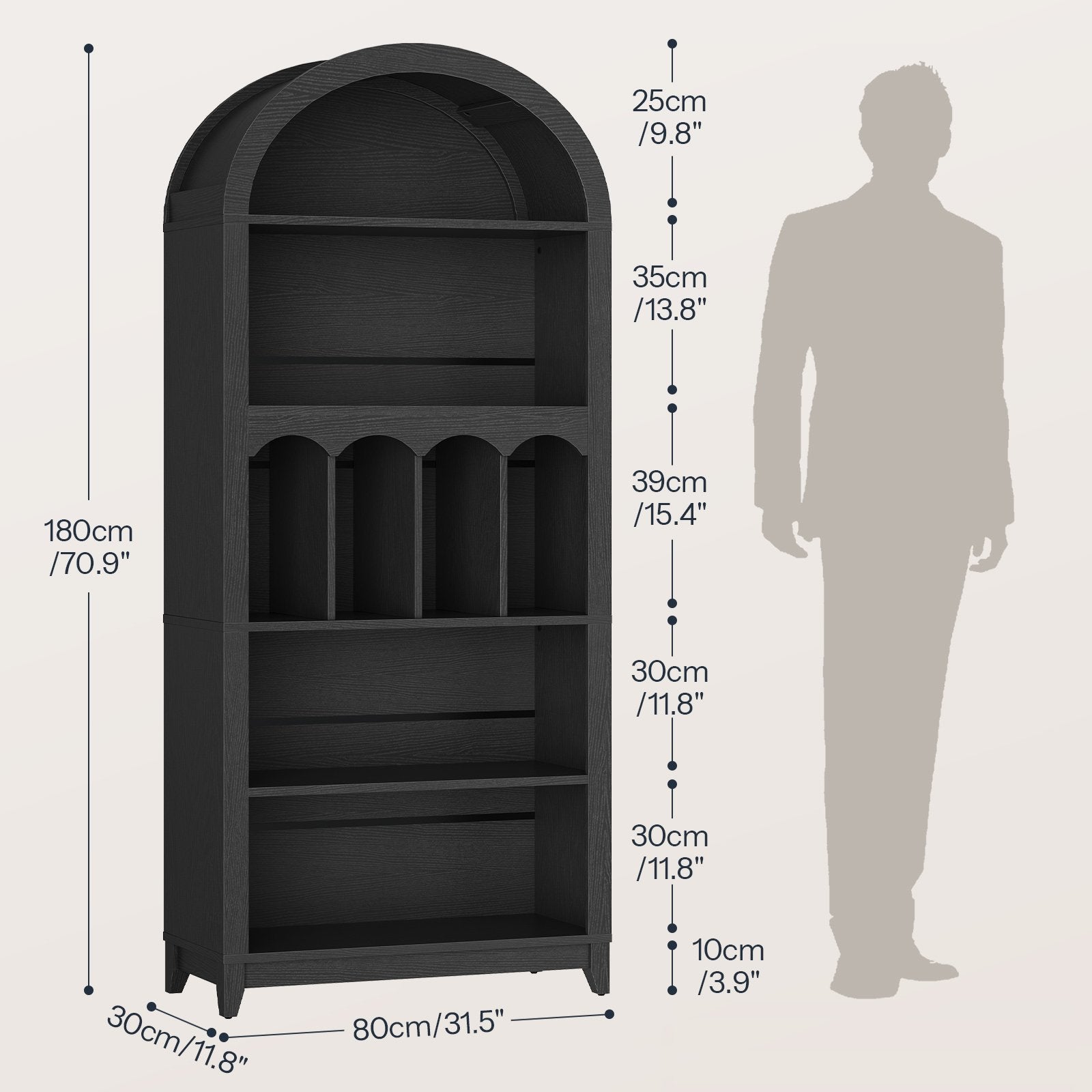 hoobro-bookshelves-biblioth-que-noire-5-niveaux-arqu-e image 4