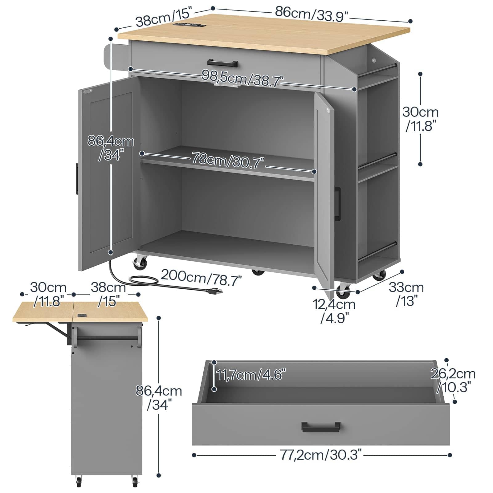 hoobro-kitchen-furniture-desserte-grise-roulettes-prise image 3