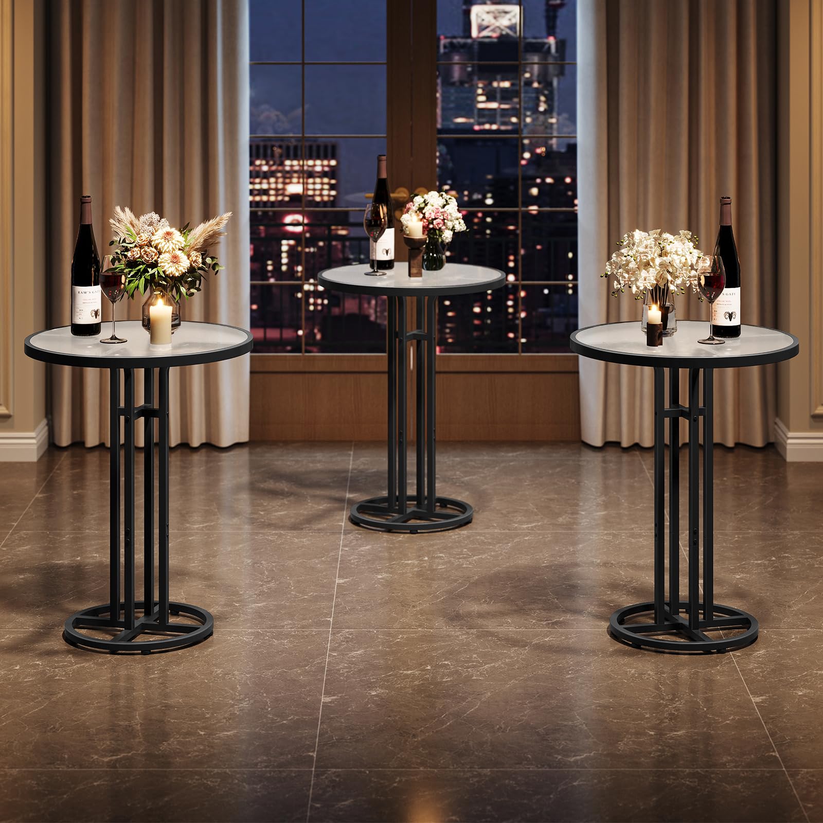 hoobro-table-de-bar-ronde-verre-d-poli-noire-60-cm image 7