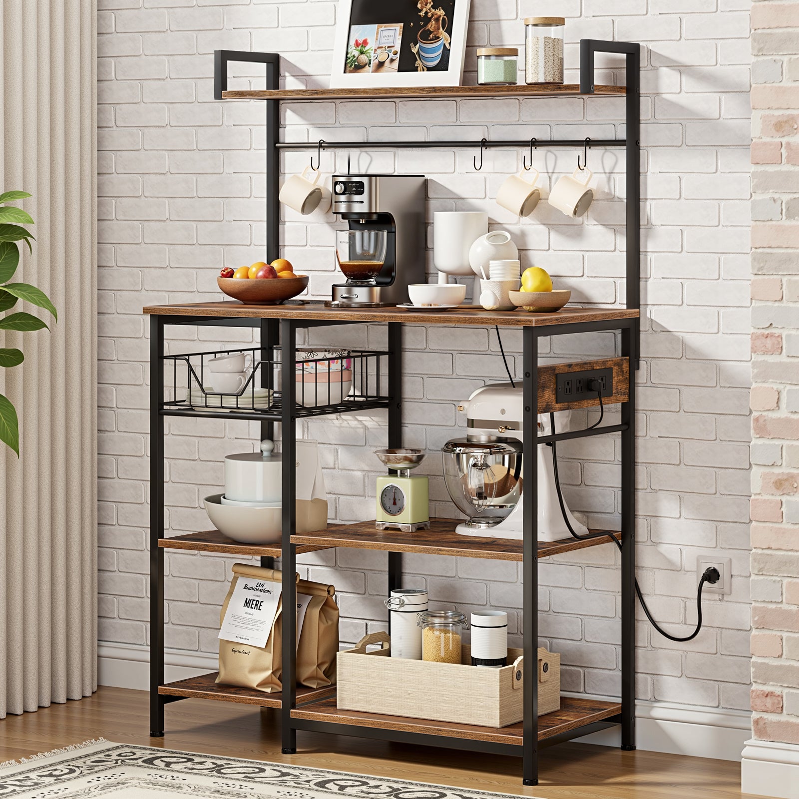 hoobro-kitchen-furniture-desserte-cuisine-marron-avec-prises image 5