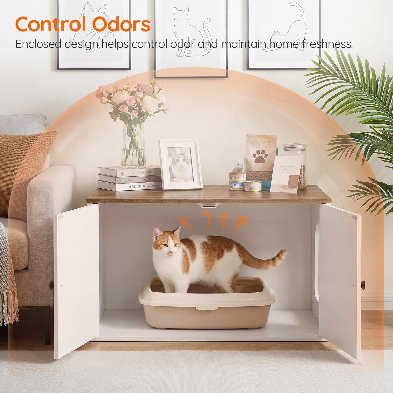 hoobro-pet-furniture-meuble-liti-re-chat-blanc-entr-e-lat-rale image 7